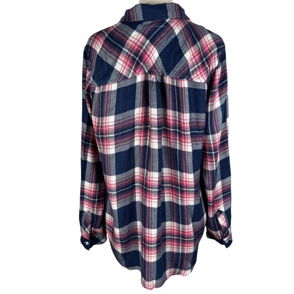 So soft and like new! Rails Hunter Azure Pink Yellow Plaid Shirt Size Large - Picture 5 of 13